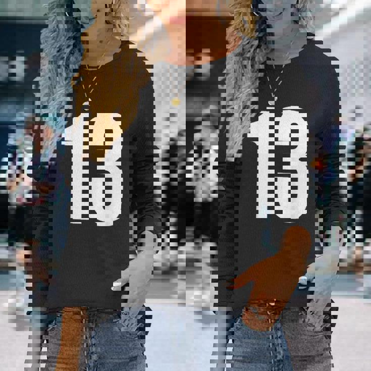 数字 Nhirn 数字 13 プレーン 白 数字 長袖Tシャツ 彼女への贈り物