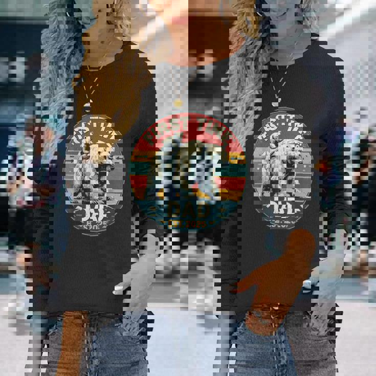 新しいお父さんと赤ちゃん熊の初めての父の日エスト2025 長袖Tシャツ 彼女への贈り物