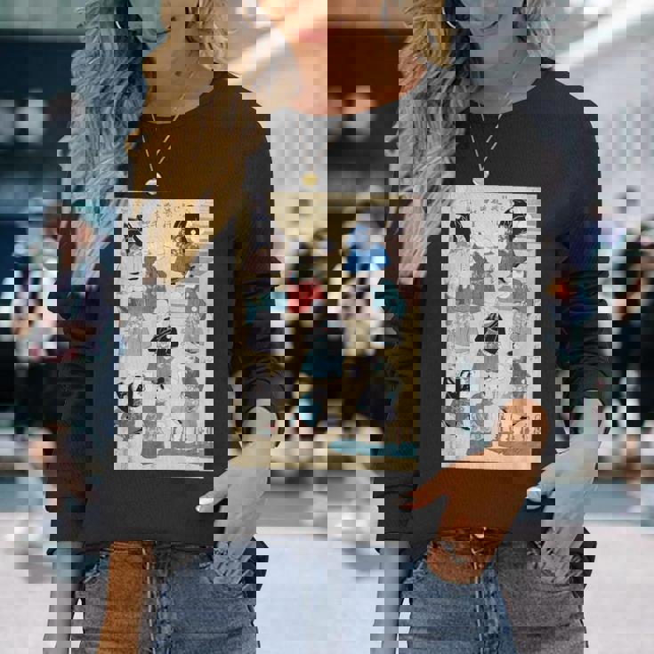 日本の猫 歌川国芳 流行猫の曲鞠 ヴィンテージ浮世絵 芸術の美的 日本の伝統美術 長袖Tシャツ 彼女への贈り物