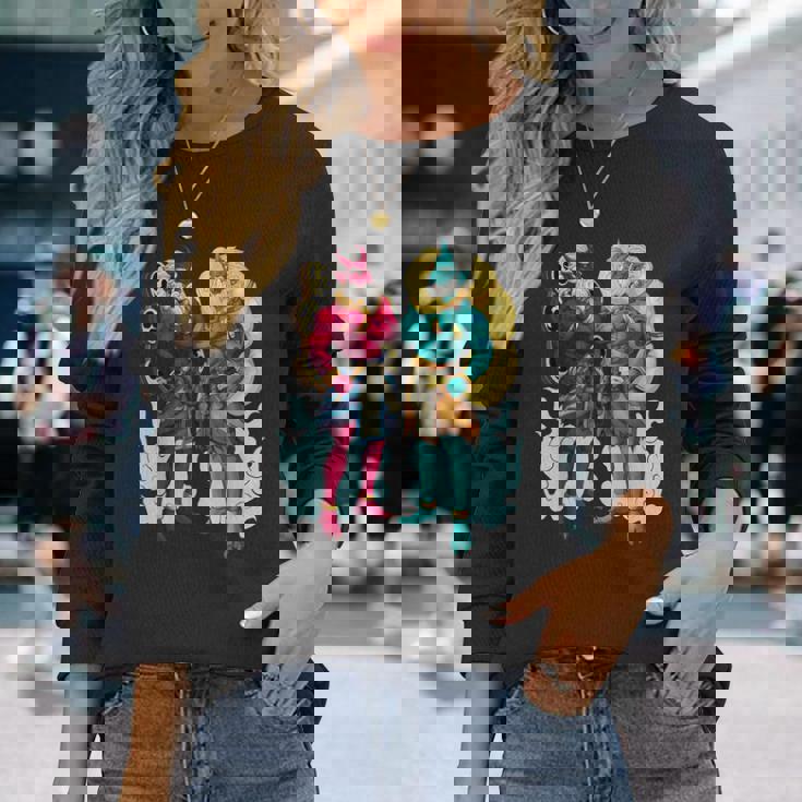 日本の神々 風神と雷神 長袖Tシャツ 彼女への贈り物