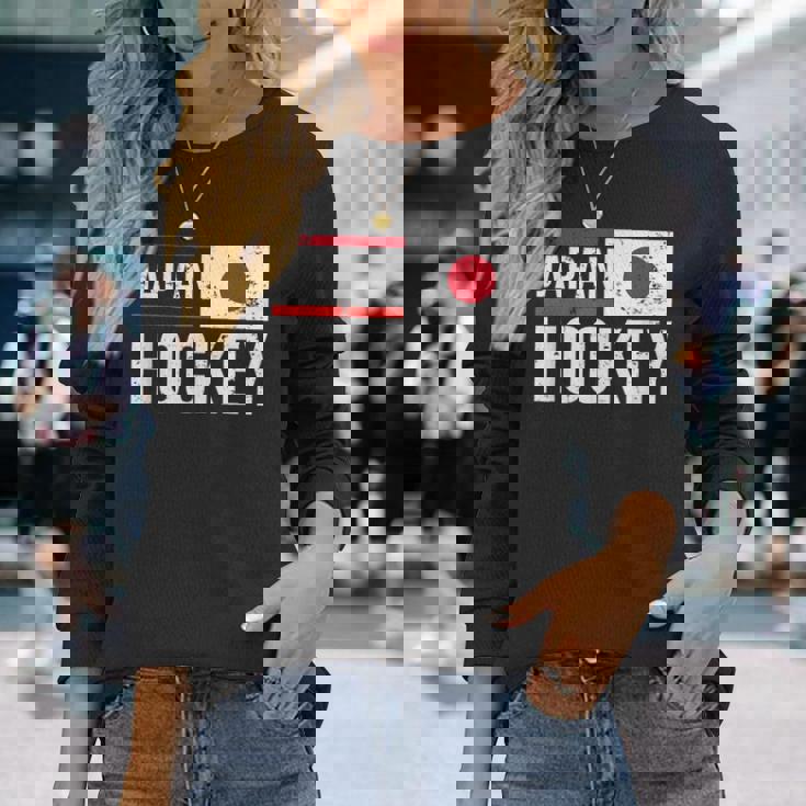 日本アイスホッケーチームフラッグスポーツ選手ファン 長袖Tシャツ 彼女への贈り物