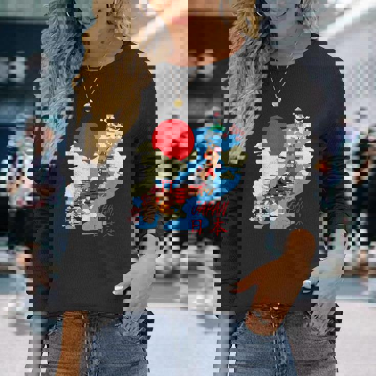 日本地図日本 涼しいのお土産 長袖Tシャツ 彼女への贈り物