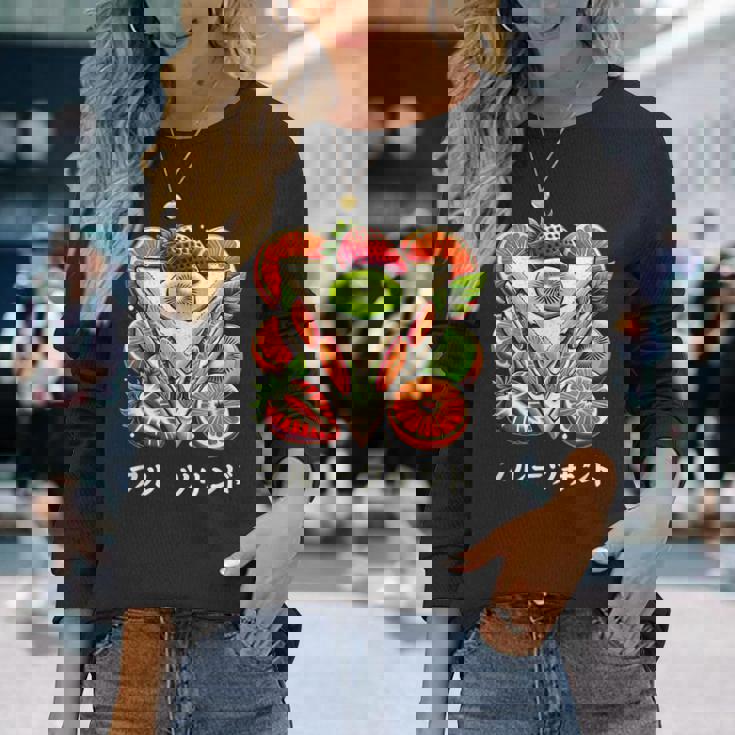 日本産 フルーツサンドイッチ イチゴ キウイ みかん 日本 長袖Tシャツ 彼女への贈り物