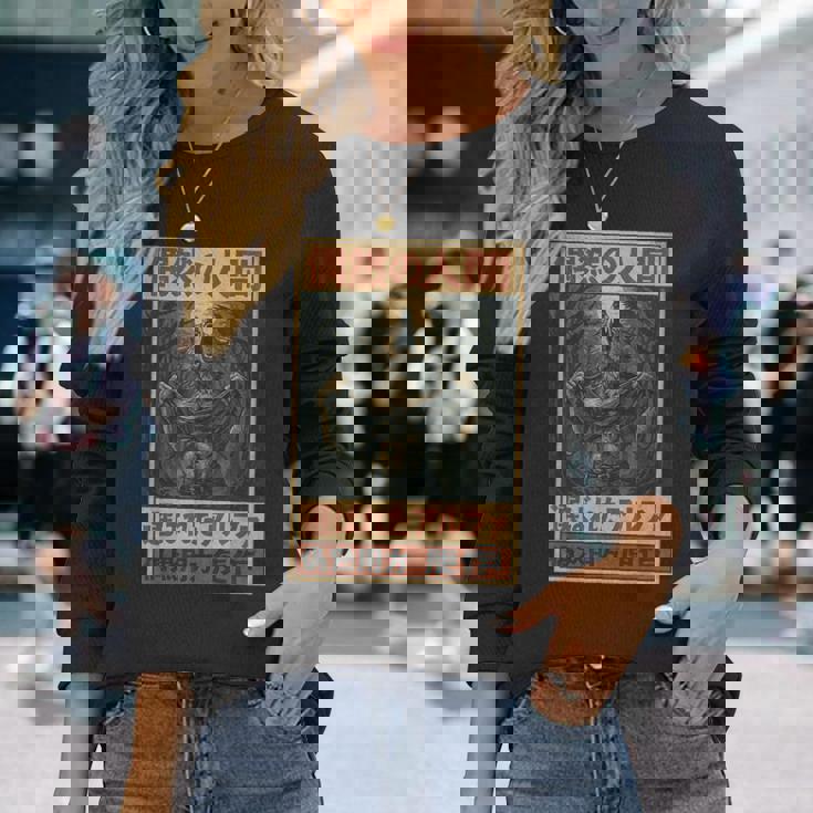 日本美術 ヒューマンバイチャンス アルファチョイス オオカミミーム グラフィック 長袖Tシャツ 彼女への贈り物