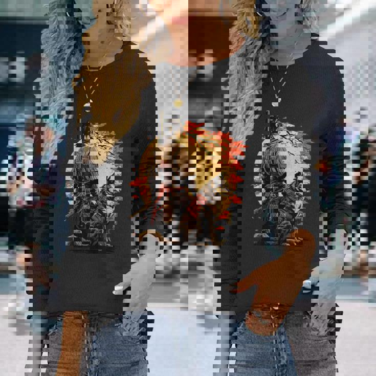 日本美術 忍者 浮世絵 アニメ風 侍 改 健 長袖Tシャツ 彼女への贈り物