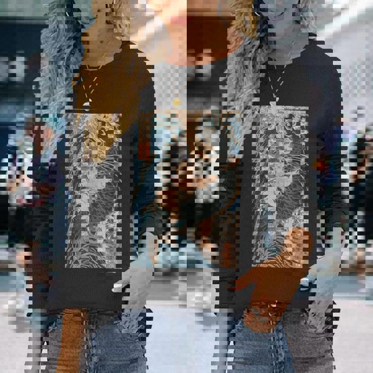 日本美術 戦闘機 相撲 鯉 海波 国吉 浮世絵 長袖Tシャツ 彼女への贈り物