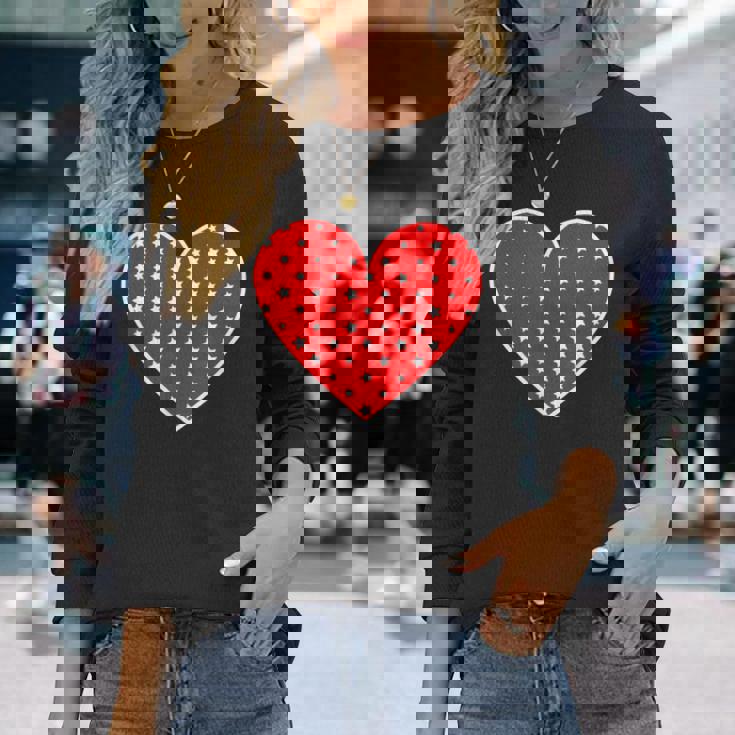 星柄のグラフィックハートプリント。 長袖Tシャツ 彼女への贈り物