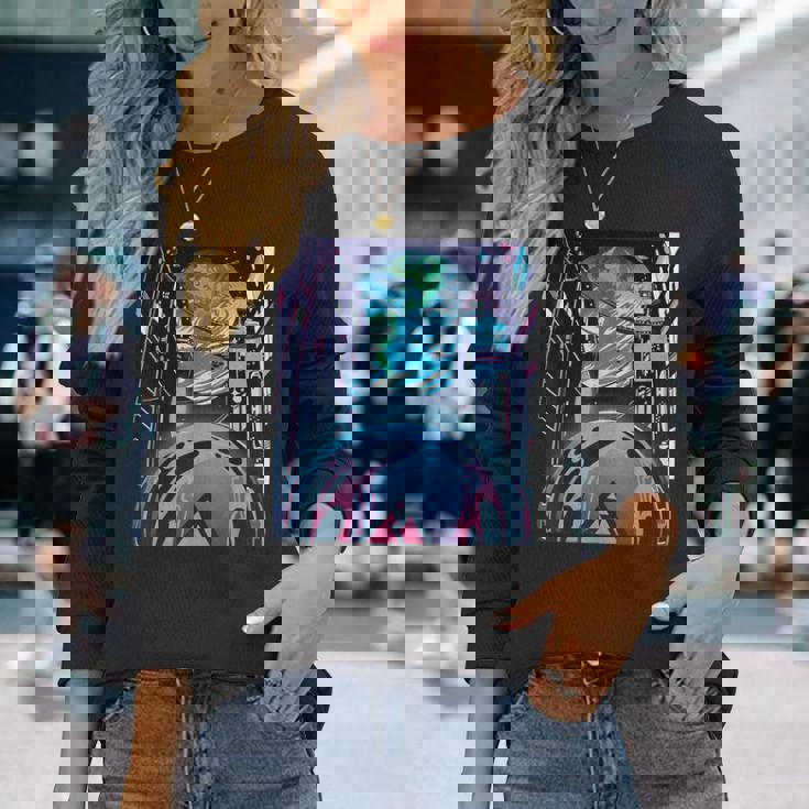 未来都市美学宇宙ハイテクホーム 長袖Tシャツ 彼女への贈り物