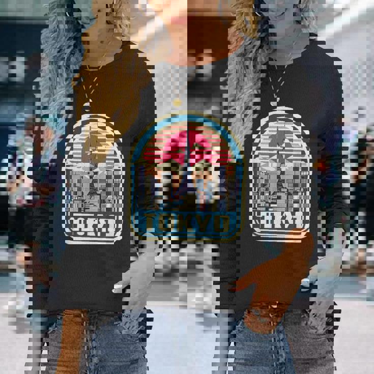 東京シティスカイライン ヴィンテージ 日本土産 レトロカラー 長袖Tシャツ 彼女への贈り物