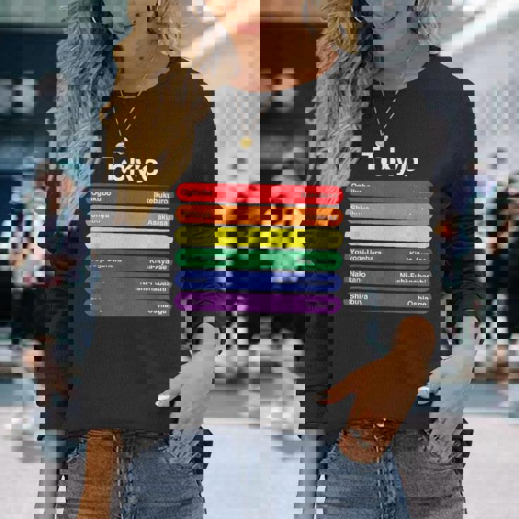 東京プライド レインボーフラッグ カラー メトロ鉄道 Lgbtq 長袖Tシャツ 彼女への贈り物