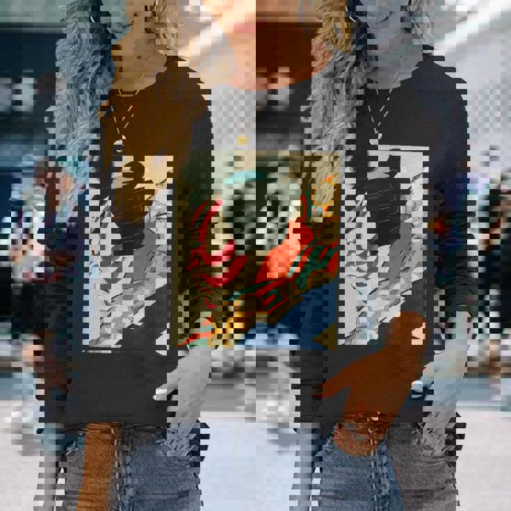 歌舞伎 かぶき 役者 日本美術 浮世絵 役者絵 名取春仙 七世松本幸四郎 梅王 長袖Tシャツ 彼女への贈り物