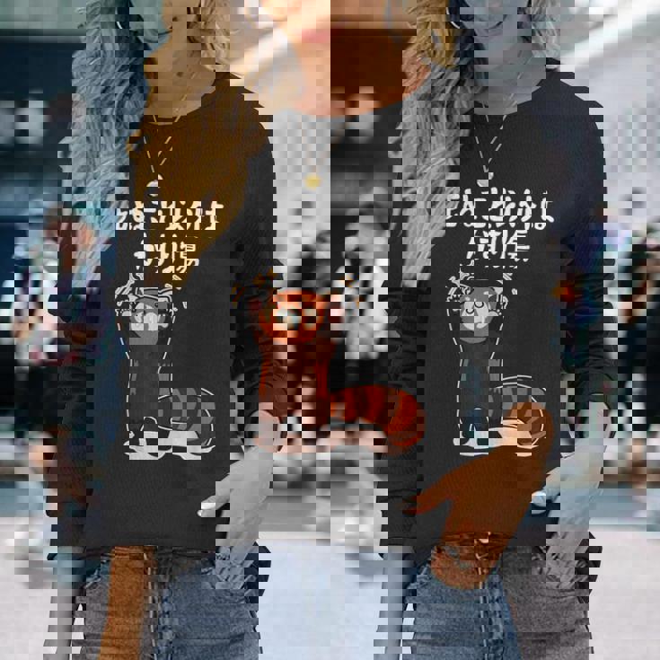 死ぬこと以外はかすり傷 レッサーパンダ 面白い 文字入り メンズ おもしろ 服 オリジナル おもしろグッズ 文字 長袖Tシャツ 彼女への贈り物
