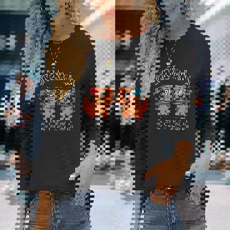 沖縄シーサーさん 長袖Tシャツ 彼女への贈り物