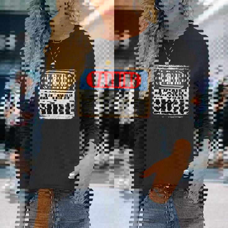 焼酎日本酒面白い警告サインが含まれている可能性があります 長袖Tシャツ 彼女への贈り物