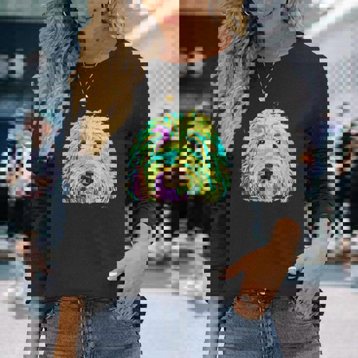 犬 カラフル ラブラドゥードル 長袖Tシャツ 彼女への贈り物