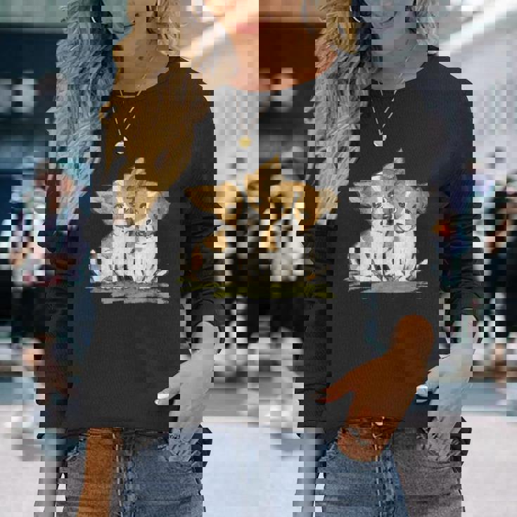 犬 ジャックラッセルテリア いぬ 子犬 ペット かわいい 動物 イラスト 長袖Tシャツ 彼女への贈り物