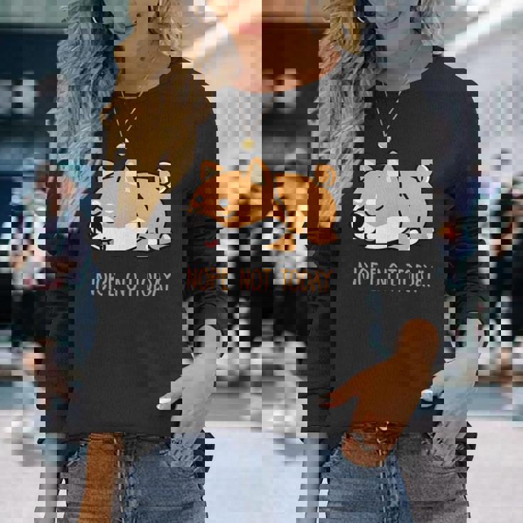 犬 おもしろ 明日から本気出すから 可愛い 柴犬 シバイヌ 豆柴 マメシバ 小豆柴 長袖Tシャツ 彼女への贈り物