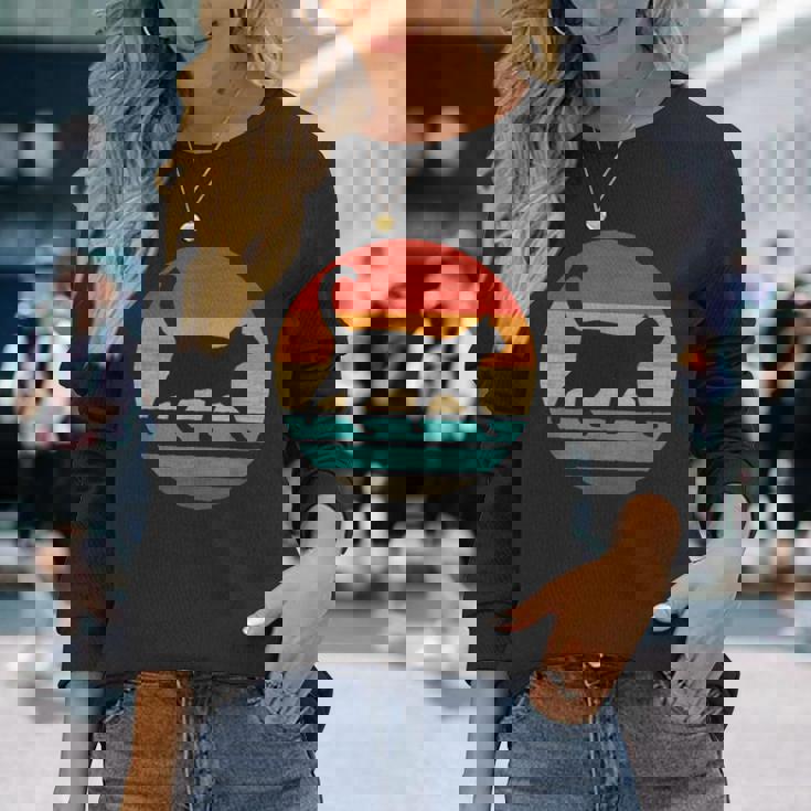 猫 レトロスタイル ビンテージ 長袖Tシャツ 彼女への贈り物