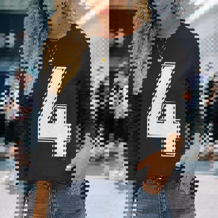 番号4 Fourports アスレチック チーム ジャージー バーシティ ユニフォーム 長袖Tシャツ 彼女への贈り物