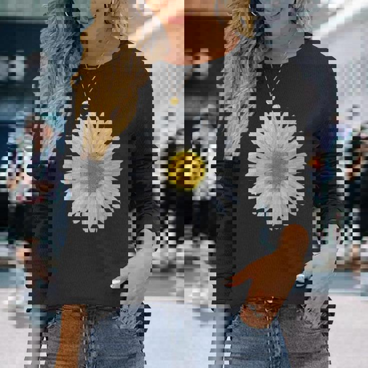 白いデイジーの花、咲くデイジー、花、花、デイジー 長袖Tシャツ 彼女への贈り物