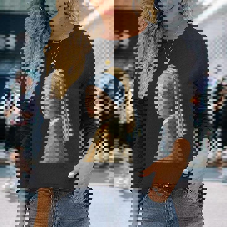 真珠の耳飾りの少女／フェルメール（切り抜き）【世界の名画】Johannesermeer 青いターバン 美術館アート 長袖Tシャツ 彼女への贈り物