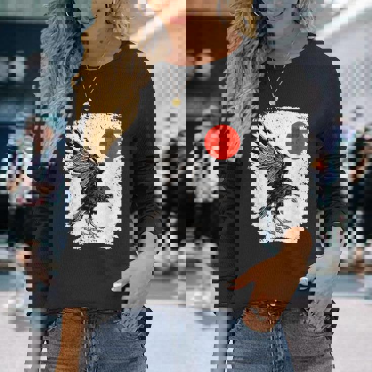 矢田の烏t 長袖Tシャツ 彼女への贈り物