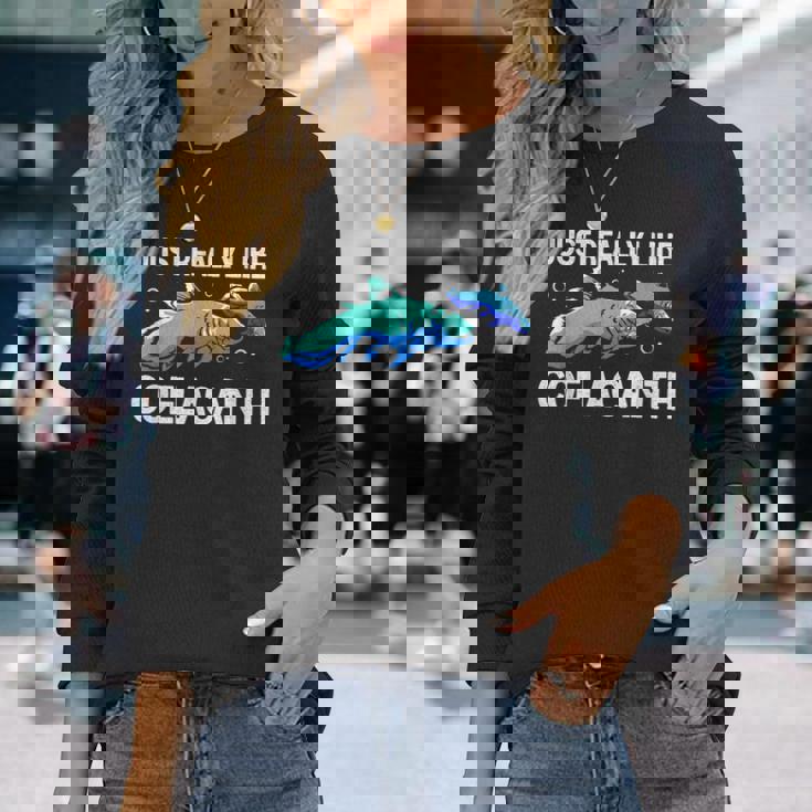 私はシーラカンスが本当に好きです 長袖Tシャツ 彼女への贈り物