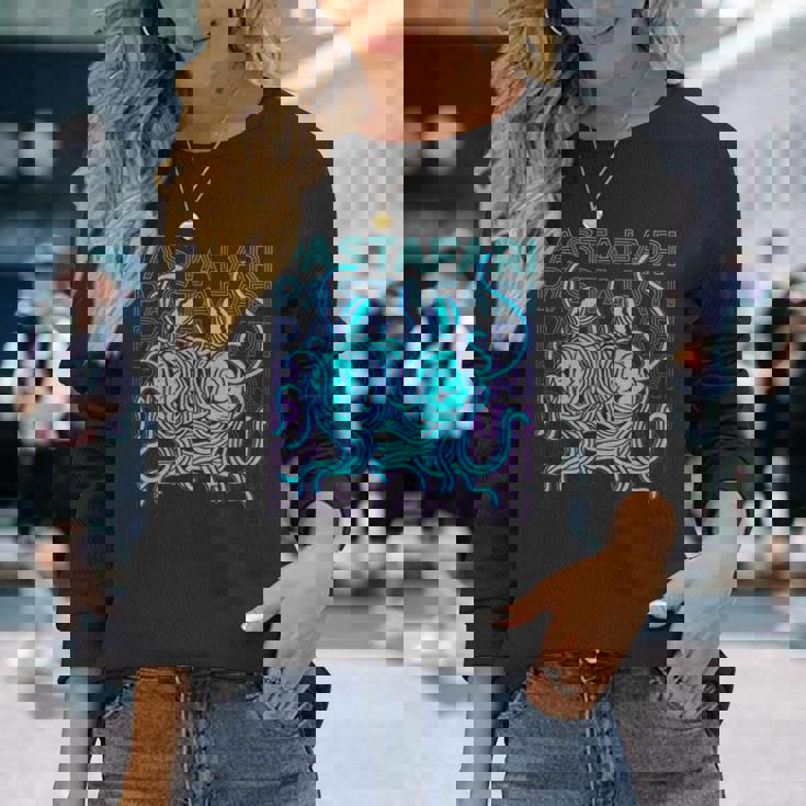 空飛ぶスパゲッティ モンスター パスタファリ パスタファリズム Fsm レトロ 長袖Tシャツ 彼女への贈り物