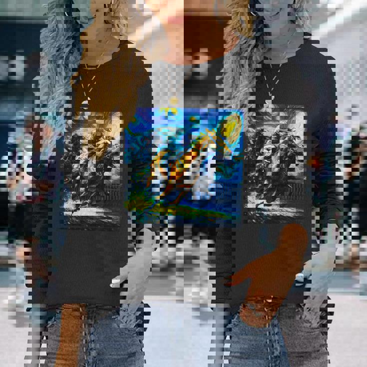 競馬 馬tシャツ おもしろ ウマ レース 馬 乗馬 競馬 面白いtシャツ メンズ グッズ ネタ 大人 男性 ゴッホ 長袖Tシャツ 彼女への贈り物