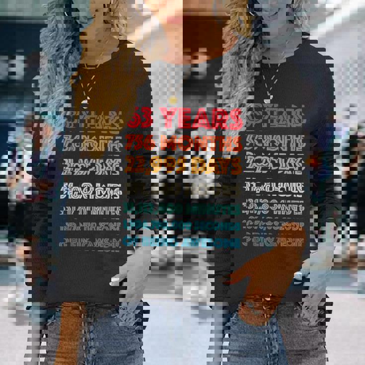 素晴らしい63歳の誕生日プレゼント 面白い レトロ 63歳の誕生日 長袖Tシャツ 彼女への贈り物