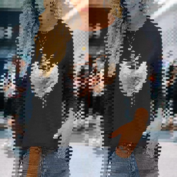 美しいバレリーナガール ダンシングバレエ水彩画 長袖Tシャツ 彼女への贈り物