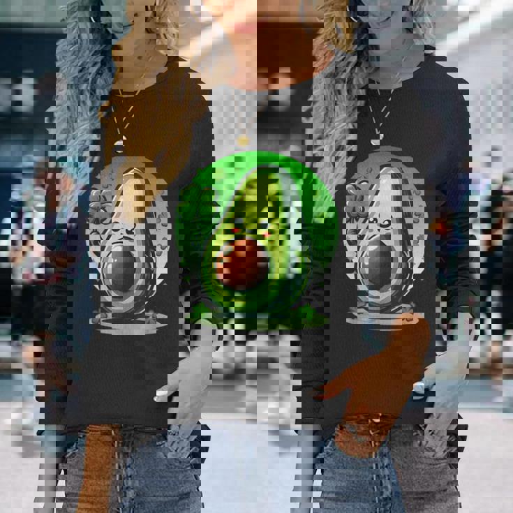 聖パトリックの日 アボカド 幸運の四つ葉のクローバー 長袖Tシャツ 彼女への贈り物