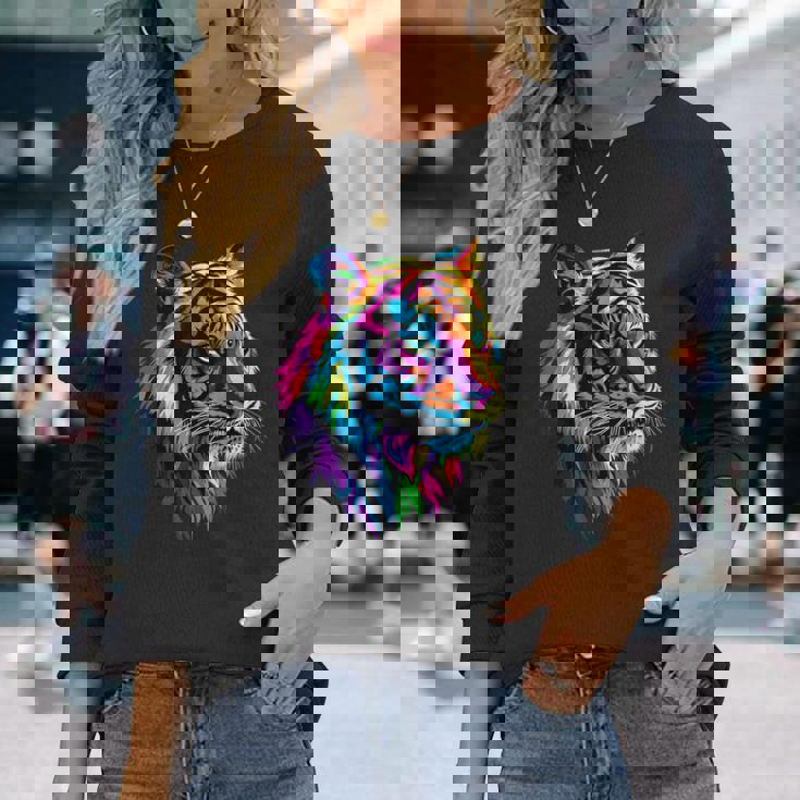 虎 大型猫 野生動物 虎 猫好き かわいい虎 長袖Tシャツ 彼女への贈り物