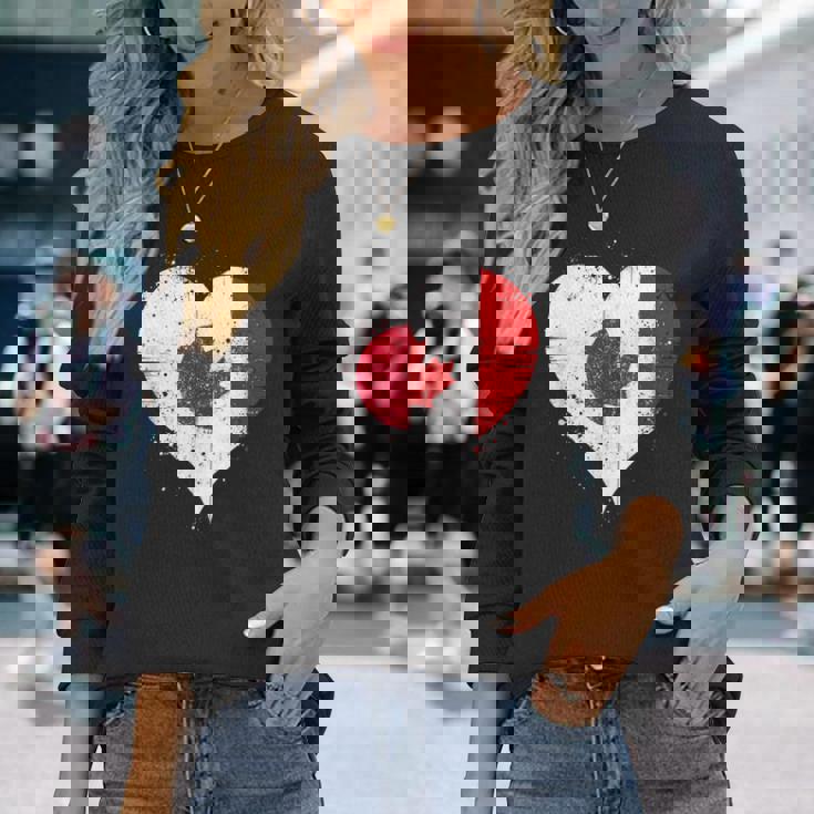 誇り高き日系カナダ人を想うビンテージスタイルのクールなカナダ国旗と日本国旗 長袖Tシャツ 彼女への贈り物