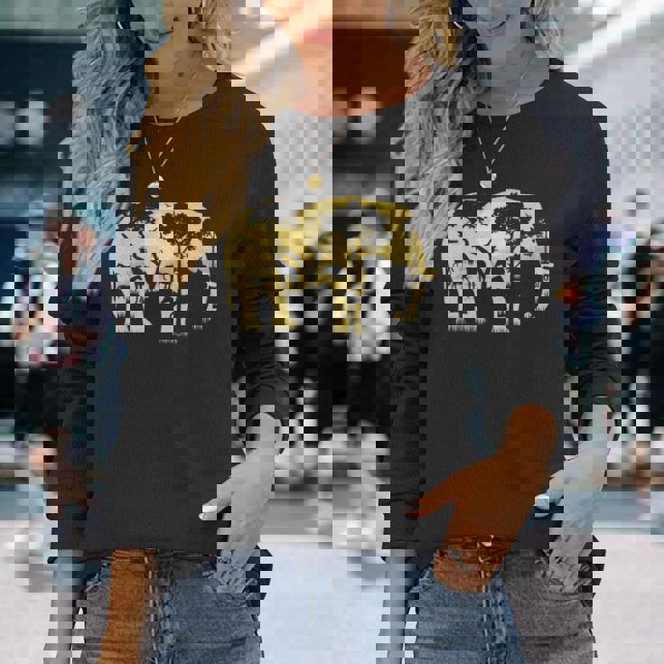 象の贈り物野生生物保護動物園動物動物学アフリカ 長袖Tシャツ 彼女への贈り物