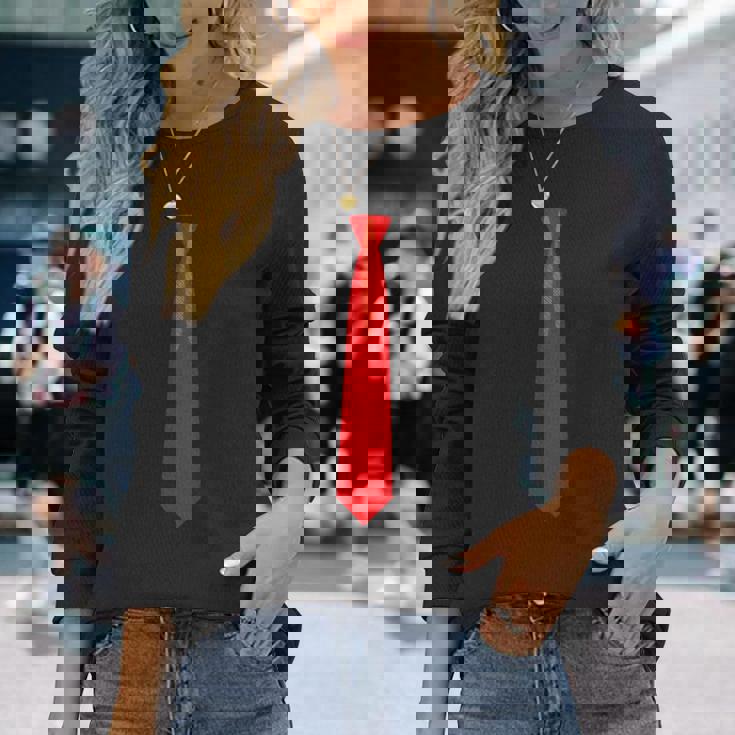 赤いネクタイ、ネクタイファニードレス 長袖Tシャツ 彼女への贈り物