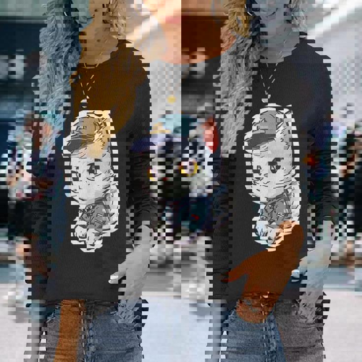 郵便配達員、Dps 配達員の猫を削除 長袖Tシャツ 彼女への贈り物