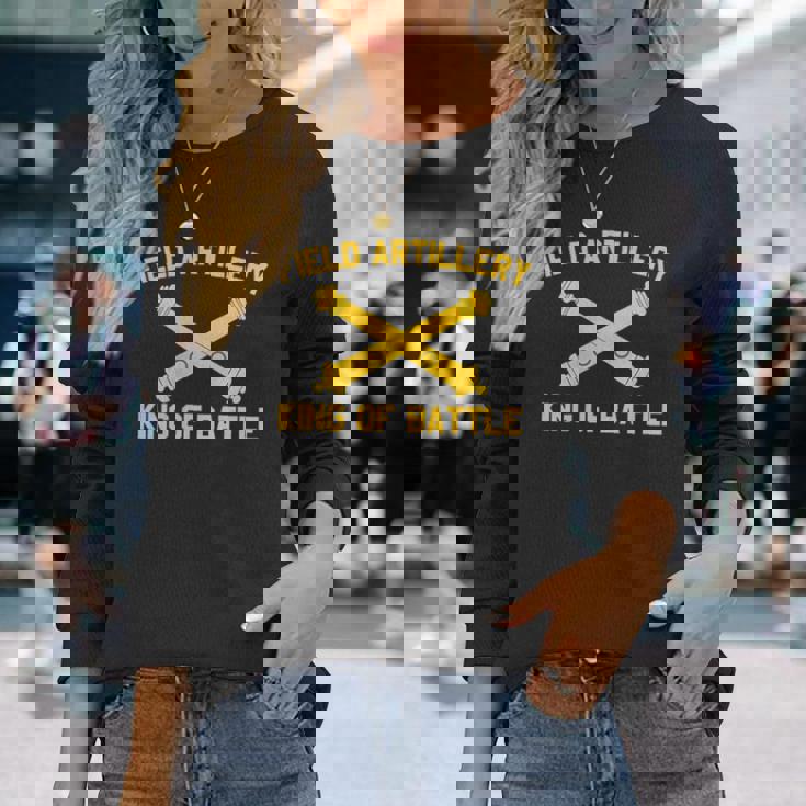 野戦砲 キングオブバトルブランチ記章 砲兵 長袖Tシャツ 彼女への贈り物