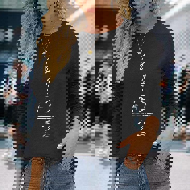 野球にインスパイアされた数学6 4 3 2 ダブルプレイソフトボールゲームtシャツ 長袖Tシャツ 彼女への贈り物