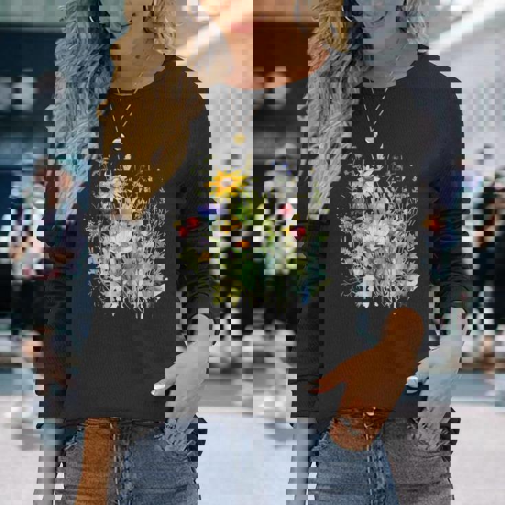 野生の花 ボタニカル 花 自然 ヴィンテージ フローラル グラフィック 長袖Tシャツ 彼女への贈り物