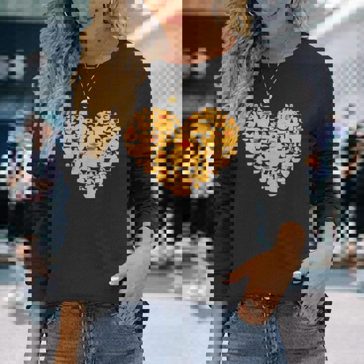 面白い ラバーダック ギフト メンズ レディース クールラバー アヒル ハート 長袖Tシャツ 彼女への贈り物