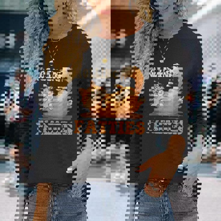 面白い 猫 ローリング ファティ 男女兼用 猫 長袖Tシャツ 彼女への贈り物