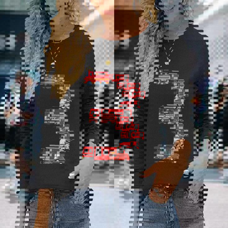 面白い3歳の幼児消防士キッズ消防車3位 長袖Tシャツ 彼女への贈り物