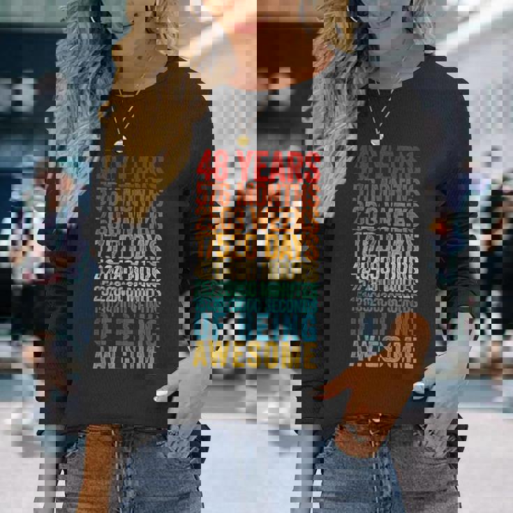 面白い48歳の誕生日シャツ オールドメーター 面白い48歳ギフト 長袖Tシャツ 彼女への贈り物