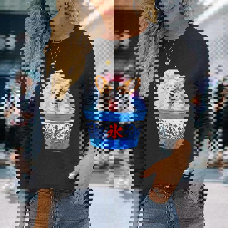 面白いtシャツ コーギー かき氷 イヌ メンズ 犬好き グッズ かわいい おもしろ 面白い 服 ネタ 夏 長袖Tシャツ 彼女への贈り物