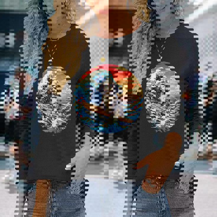 面白いtシャツ シーズー 犬 イヌ メンズ 犬好き グッズ かわいい おもしろ 面白い 服 ネタ サーフィン 長袖Tシャツ 彼女への贈り物