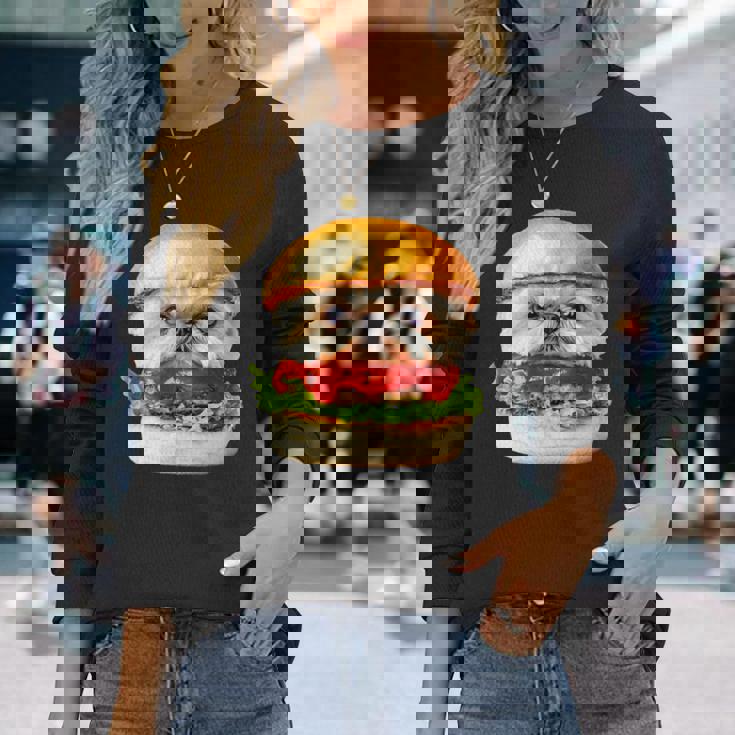 面白いtシャツ シーズー 犬 ハンバーガー メンズ 犬好き グッズ かわいい おもしろ 面白い 服 ネタ 長袖Tシャツ 彼女への贈り物