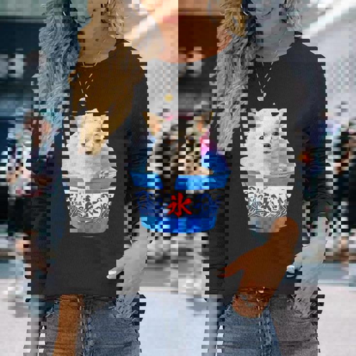 面白いtシャツ チワワ かき氷 イヌ メンズ 犬好き グッズ かわいい おもしろ 面白い 服 ネタ 夏 長袖Tシャツ 彼女への贈り物