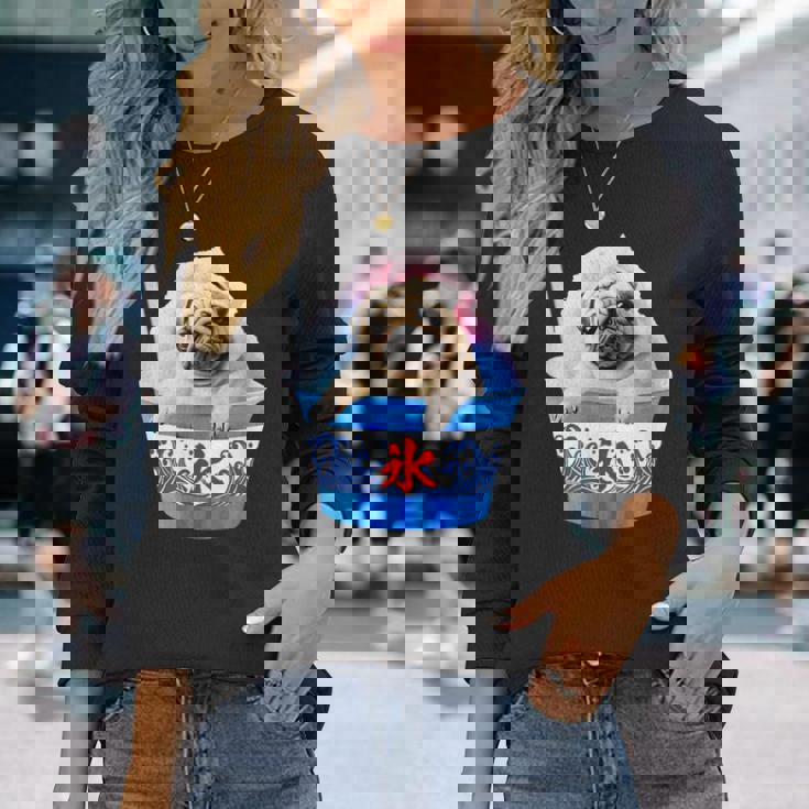 面白いtシャツ パグ かき氷 イヌ メンズ 犬好き グッズ かわいい おもしろ 面白い 服 ネタ 夏 長袖Tシャツ 彼女への贈り物