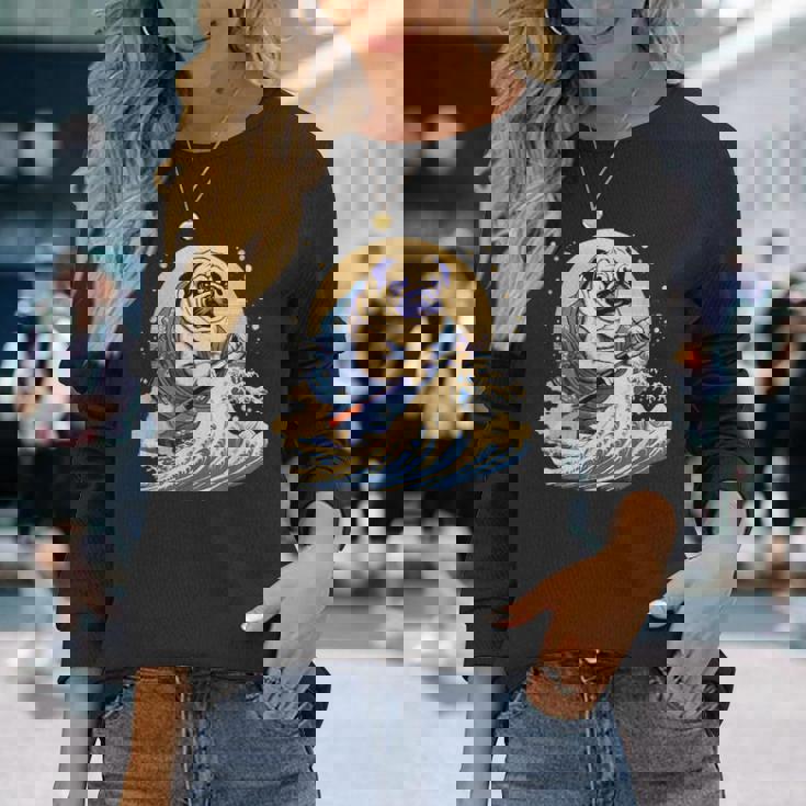 面白いtシャツ パグ 浮世絵 イヌ わんこ メンズ 犬好き グッズ おもしろ 面白い 服 ネタ わんこ 長袖Tシャツ 彼女への贈り物